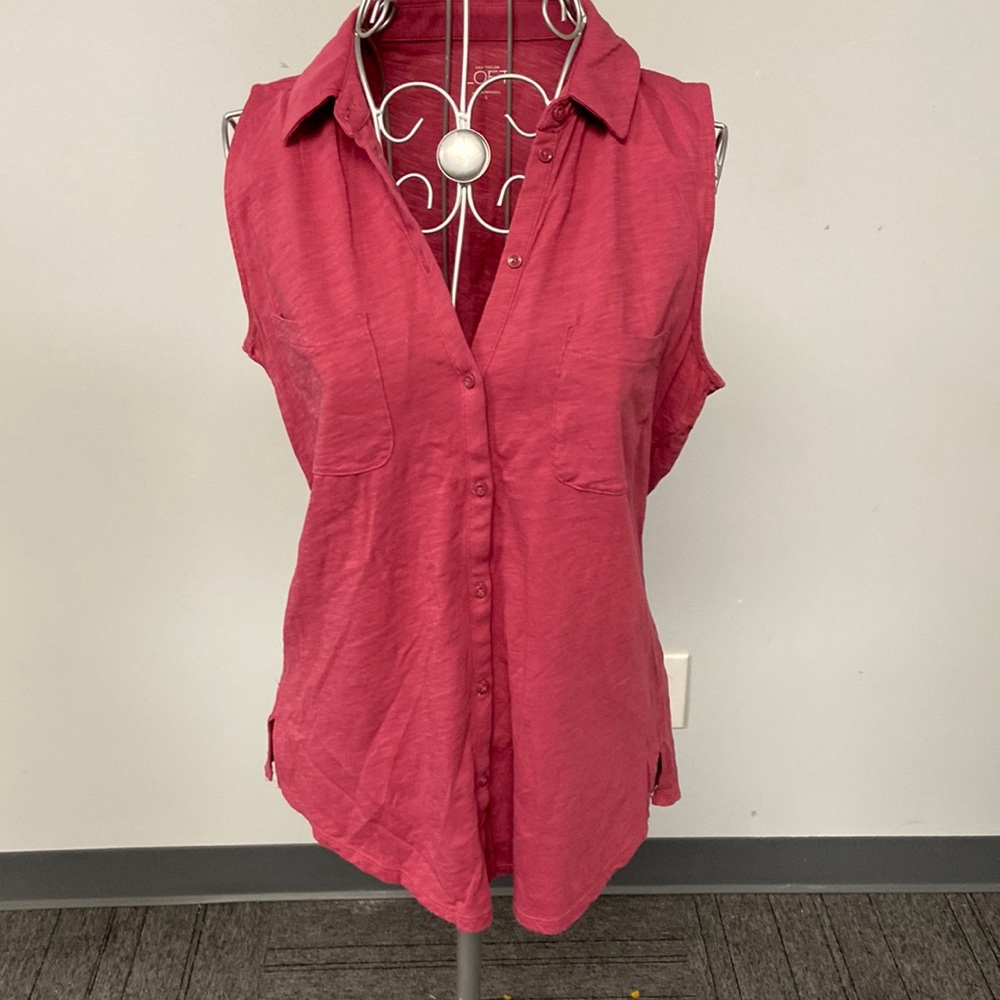 Ann Taylor Loft Sleeveless Button Down Top Small